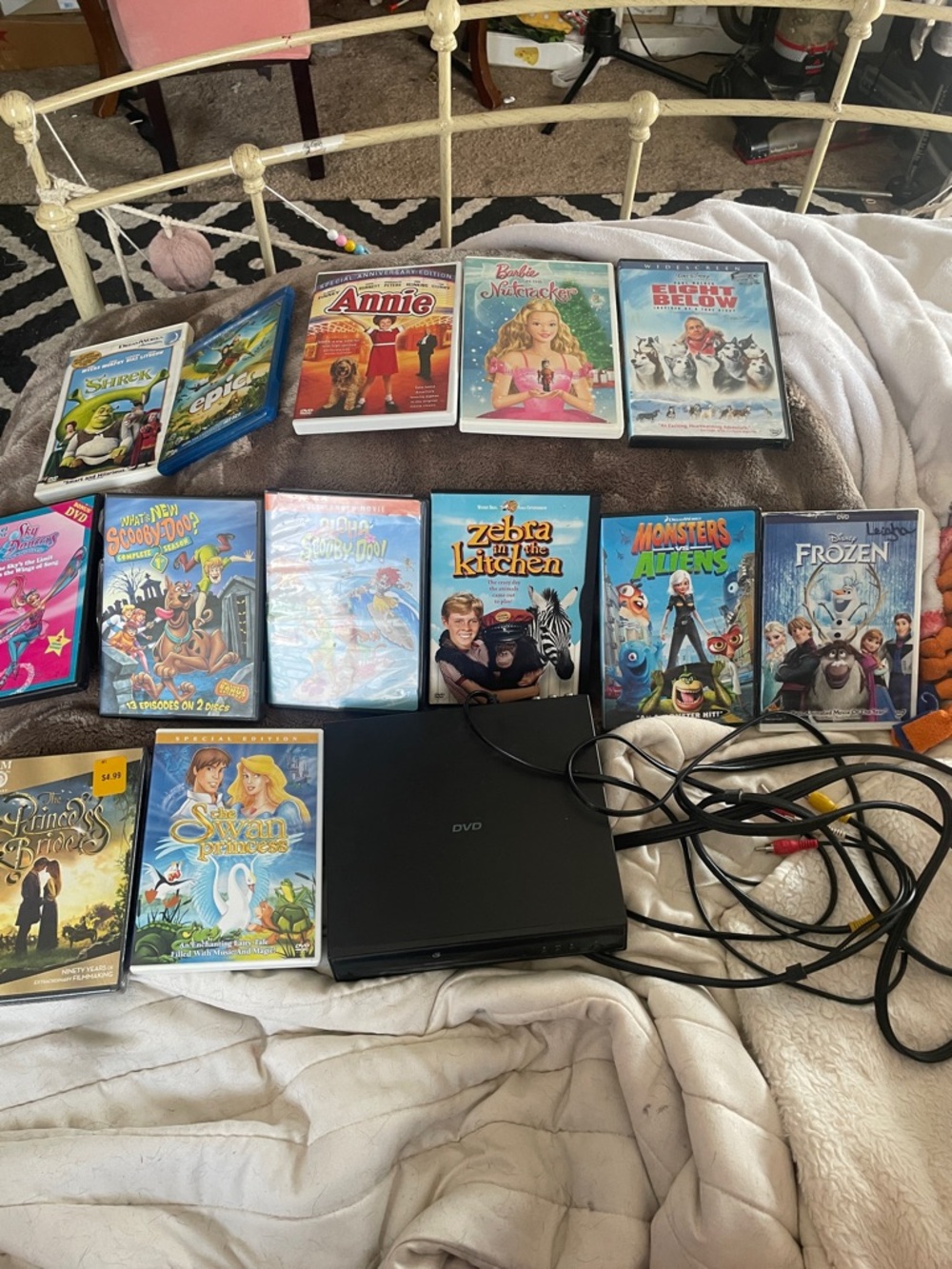 Black DVD Player with AV Cables And CD Bundle